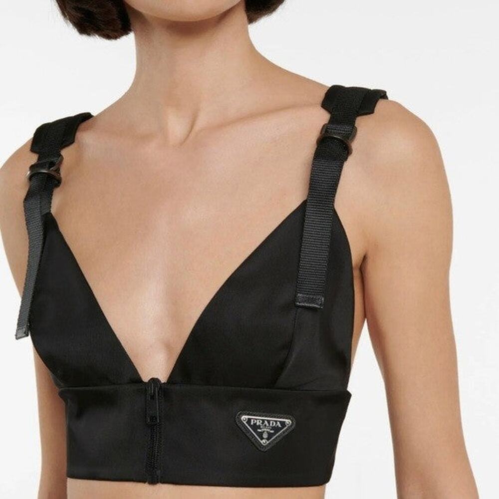 Prada Re-Nylon Gabardine Bra Crop Top - XS Black